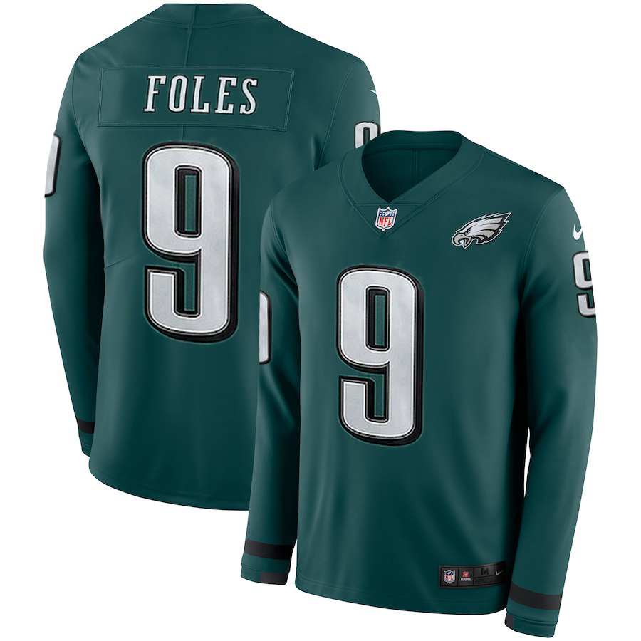 Men Philadelphia Eagles 9 Foles green Limited NFL Nike Therma Long Sleeve Jersey
